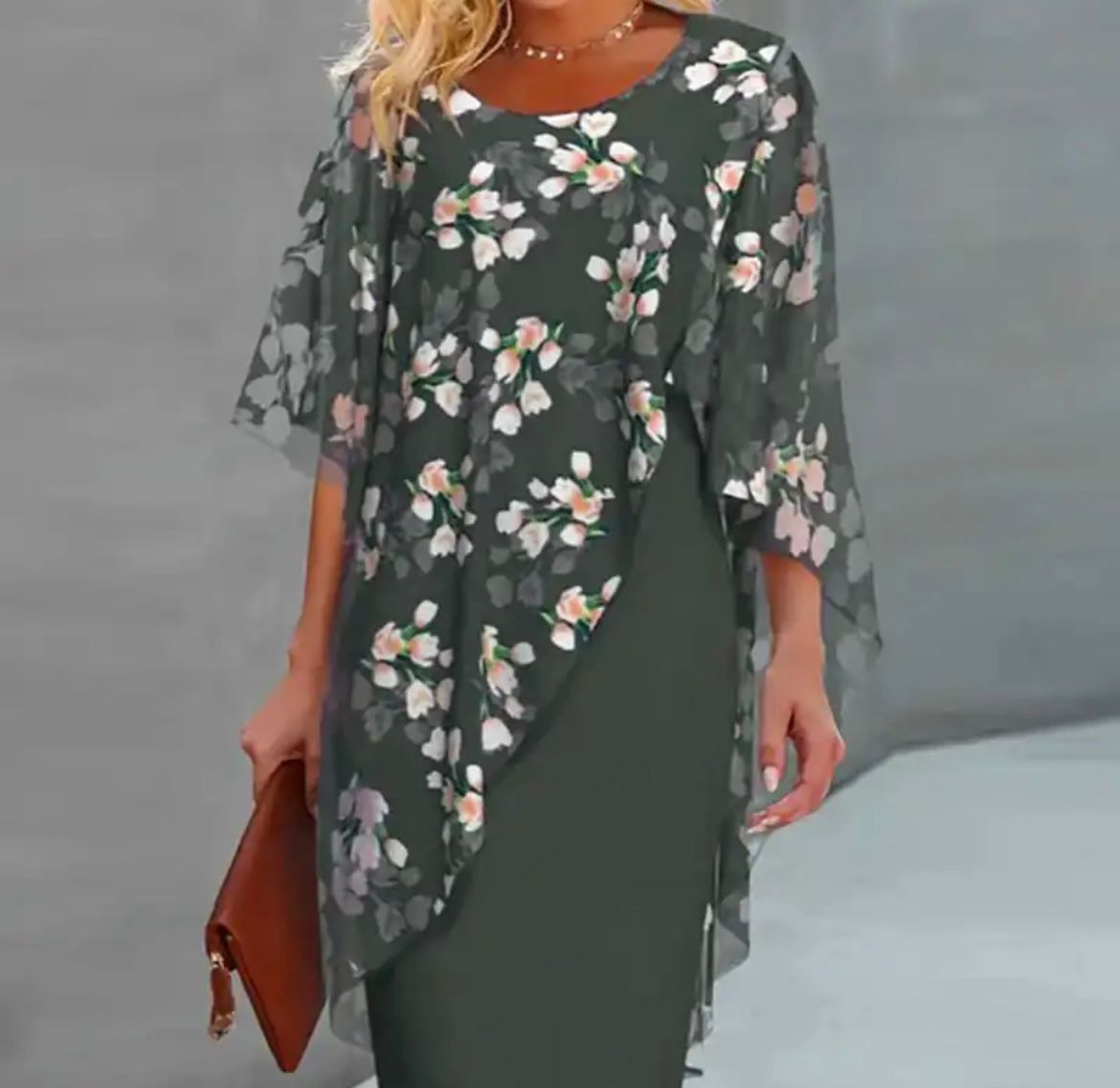 Myrien™ | Floral Sheer Capelet Dress