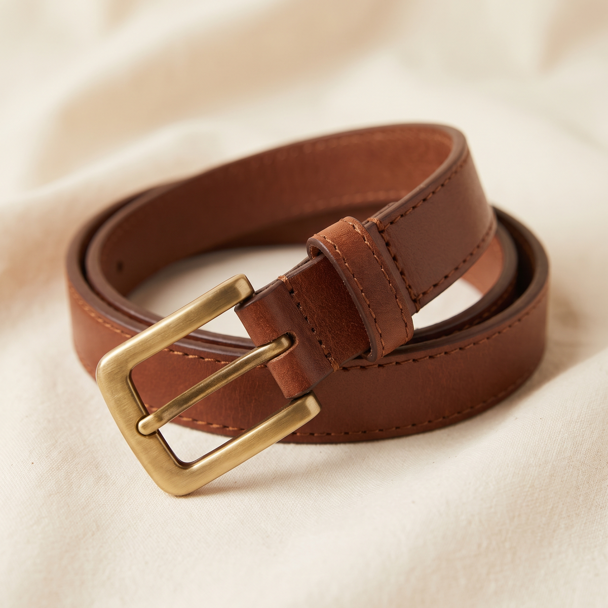 Coraline belt buckle and strap detail on a cream studio backdrop