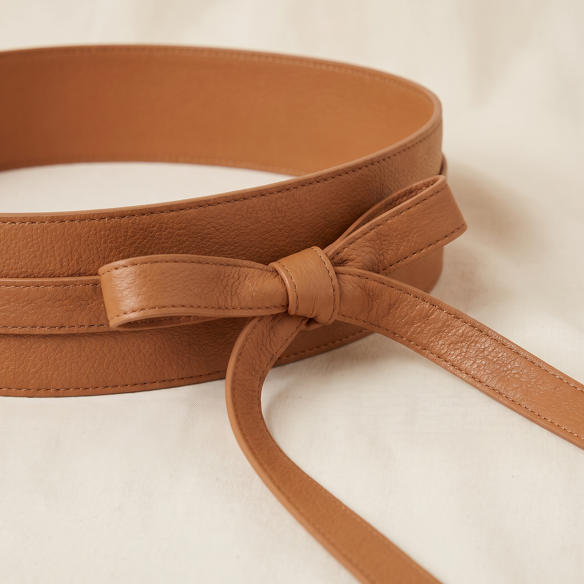 Sabine belt buckle and strap detail on a cream studio backdrop